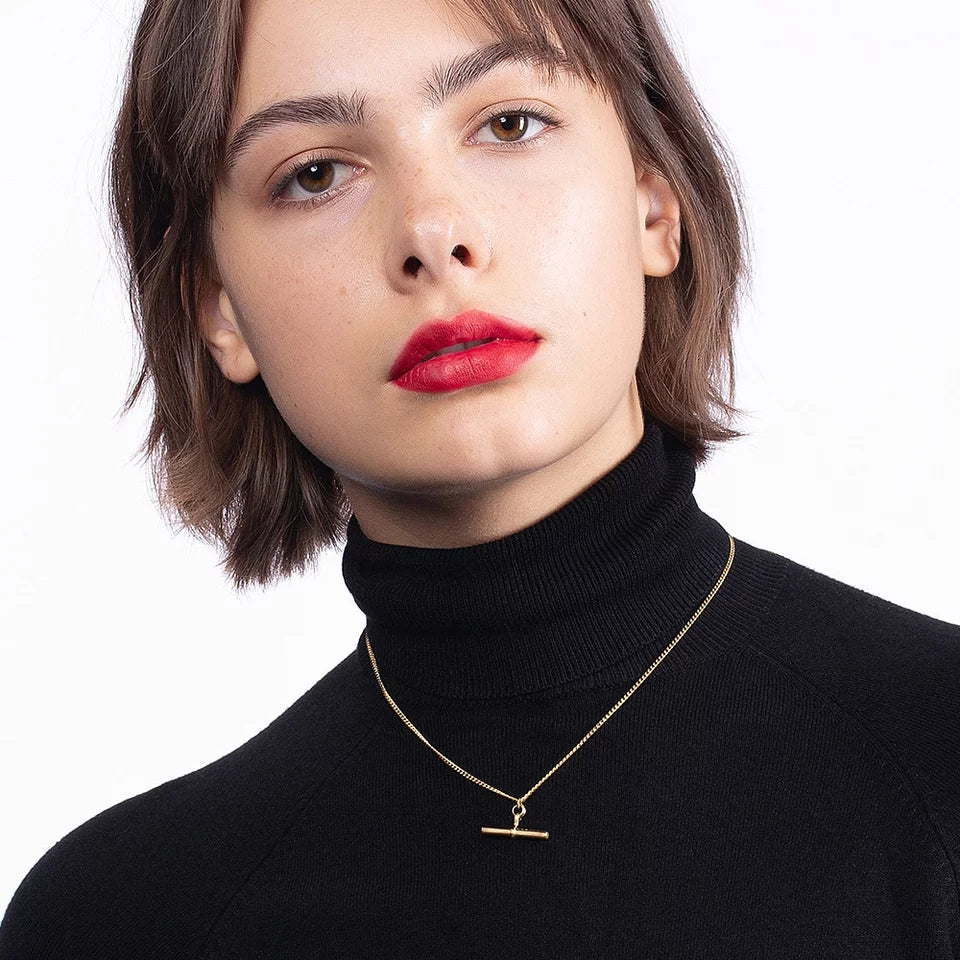 T Bar Gold Necklace