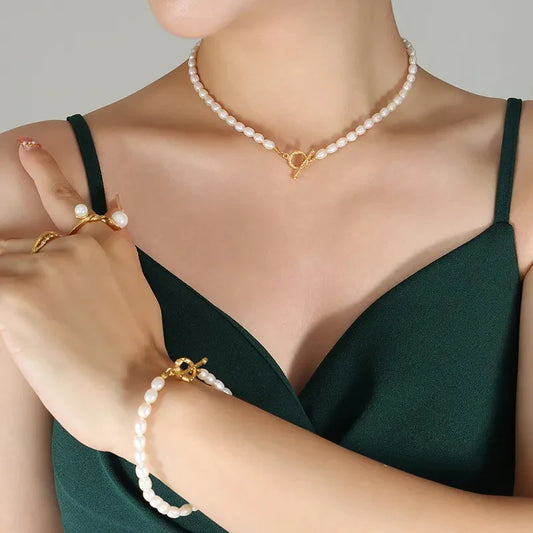 Pearl T Bar Necklace