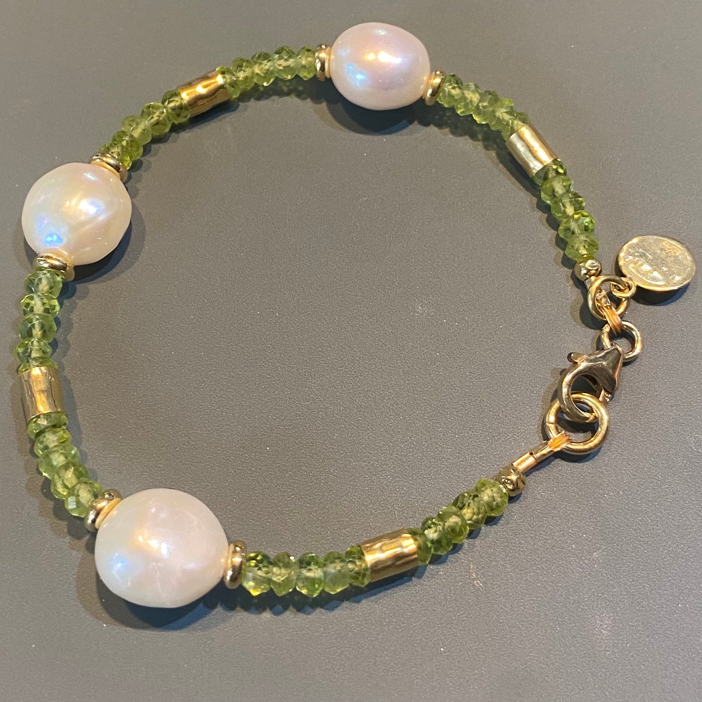 Pearl, Peridot and Gold Bracelet