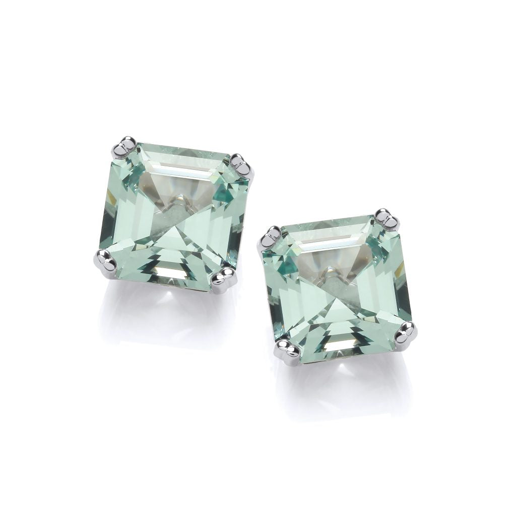 Silver and Mint Cubic Zirconia Earrings