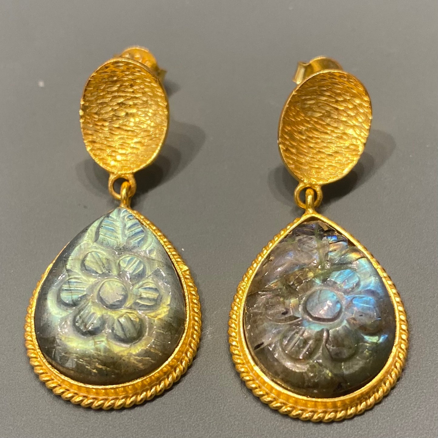 Carved Labradorite Earrings