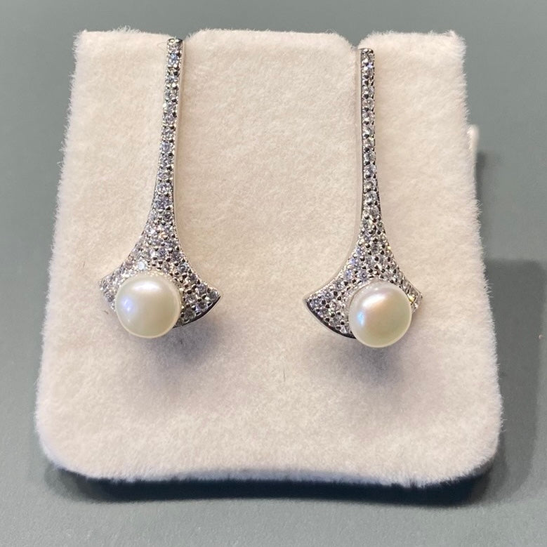 Sparkly Deco Style Drops with Pearls