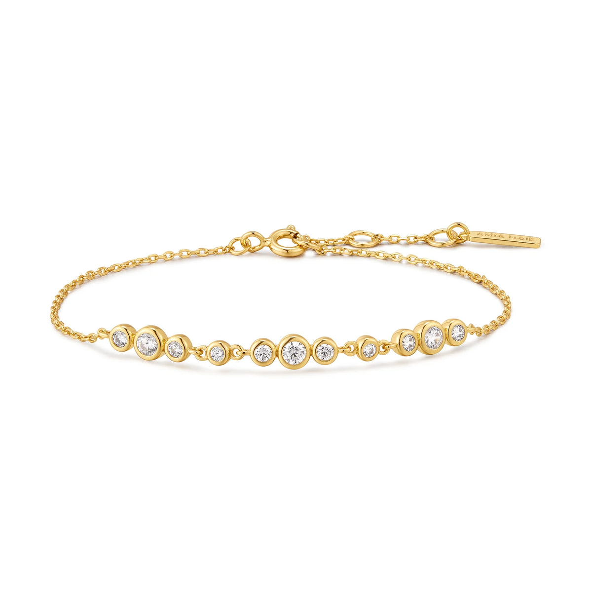 Gold Graduated Bezel-Set Trios Bracelet