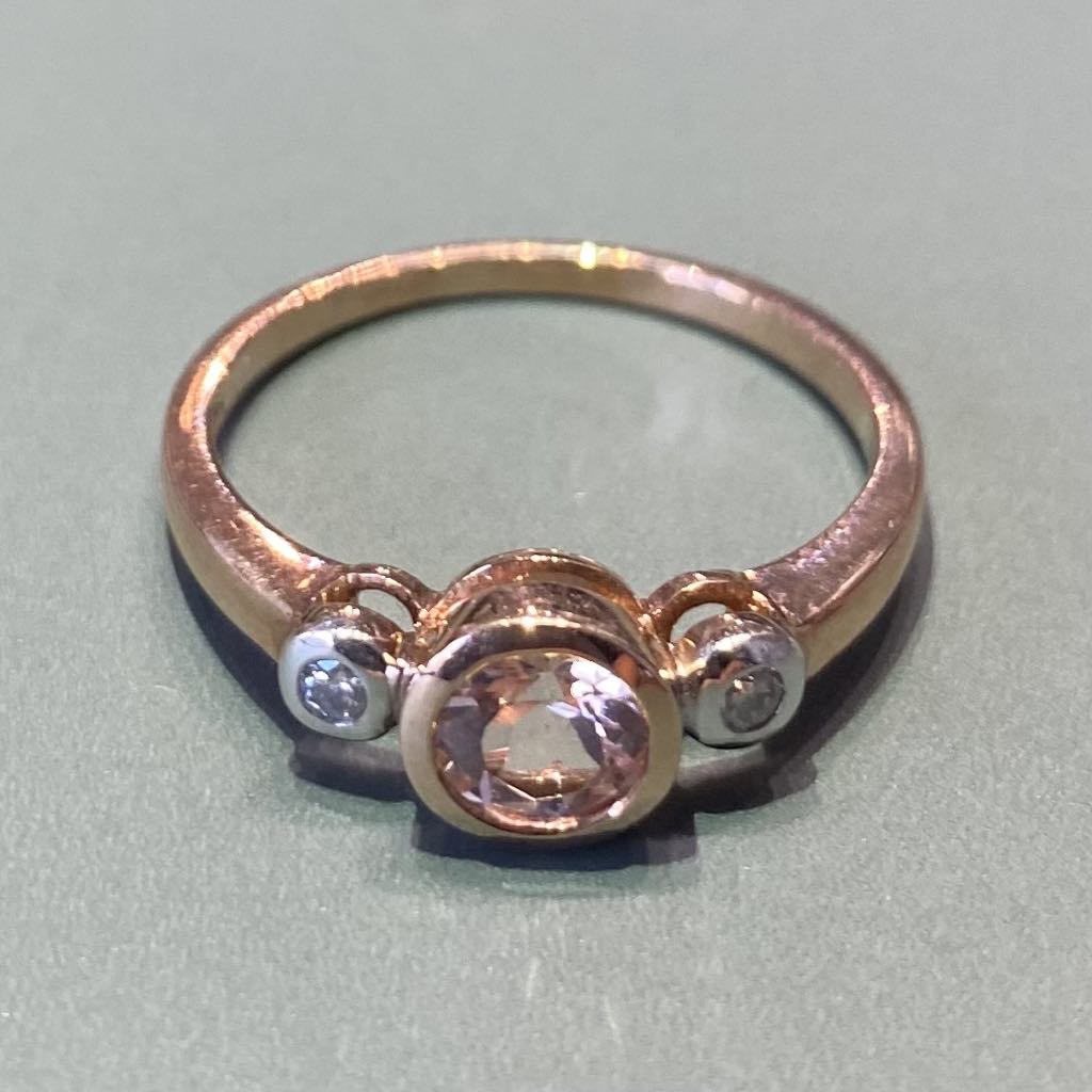 Morganite and Diamond Ring - Rose Gold