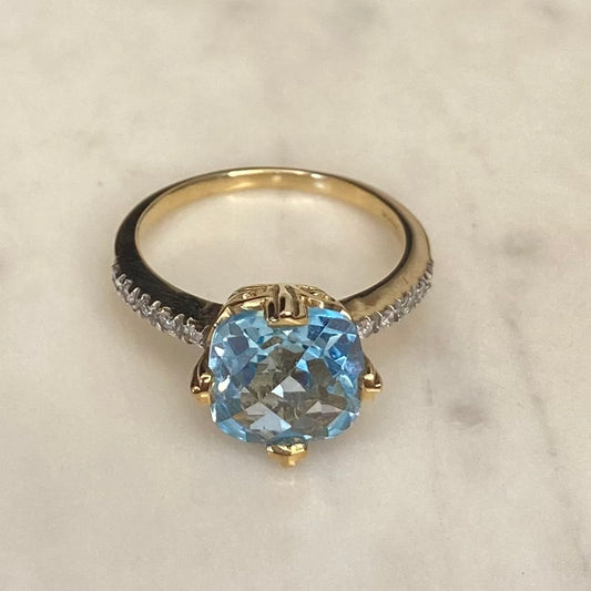 Blue Topaz and Diamond Ring