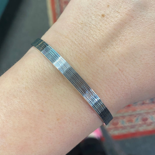 Silver Bangle - Brushed Effect