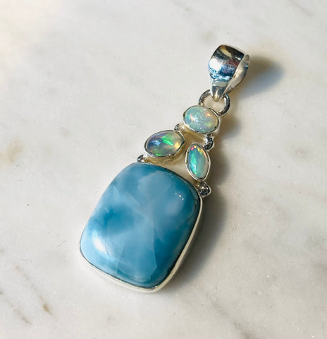 Amazonite and opal pendant.