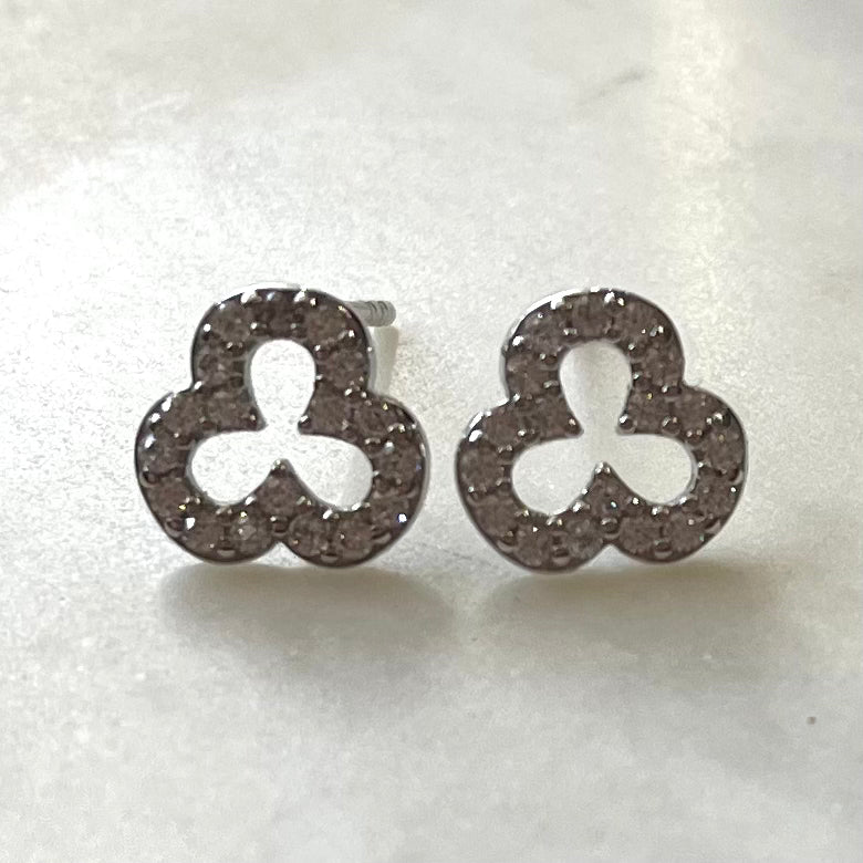 Silver and Cubic Zirconia Clover Earrings