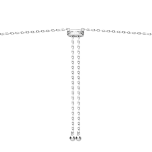 Bezel Cubic Zirconia Station Necklace - Silver or Gold
