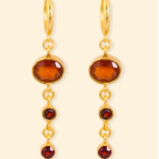 Hessonite and Garnet Earrings