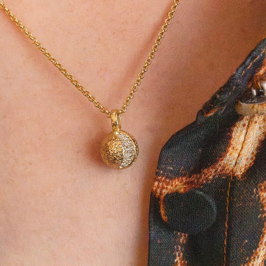 Gold Moon Necklace with Heart Connector