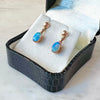 Rose Gold Blue Opal Drop Earrings