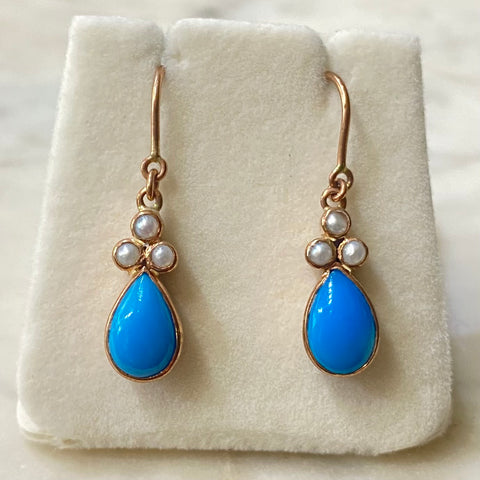 Turquoise and Pearl Earrings