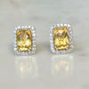 9ct Claw Set Citrine And Diamond Stud Earrings