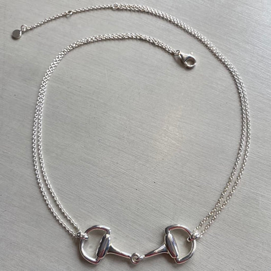 Snaffle Pendant Necklace - Silver