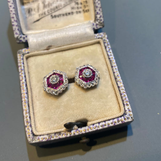 Ruby and Diamond Stud Earrings