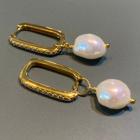 CZ Hoops with detachable pearl