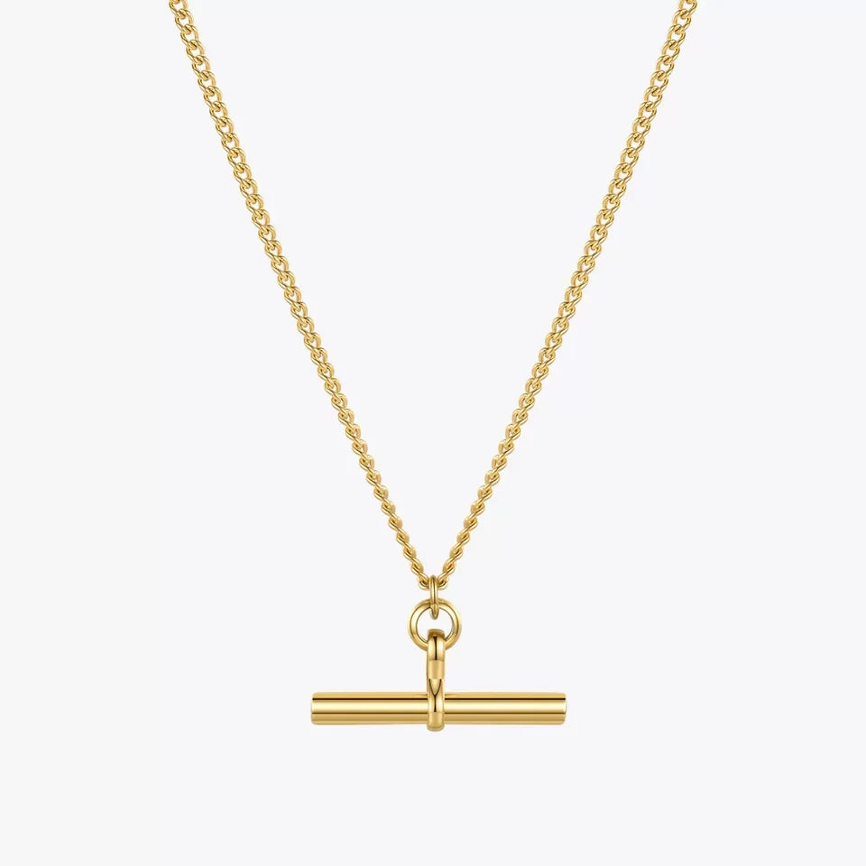 T Bar Gold Necklace