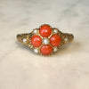 Coral and Pearl Cluster Ring