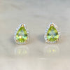 Gold Teardrop Peridot And Diamond Earrings