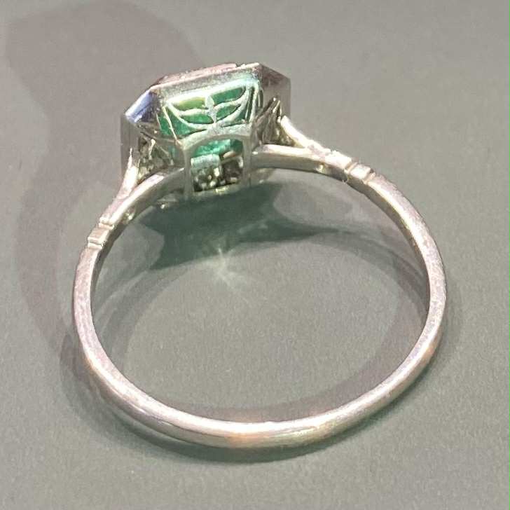Emerald and Diamond Edwardian Style Ring