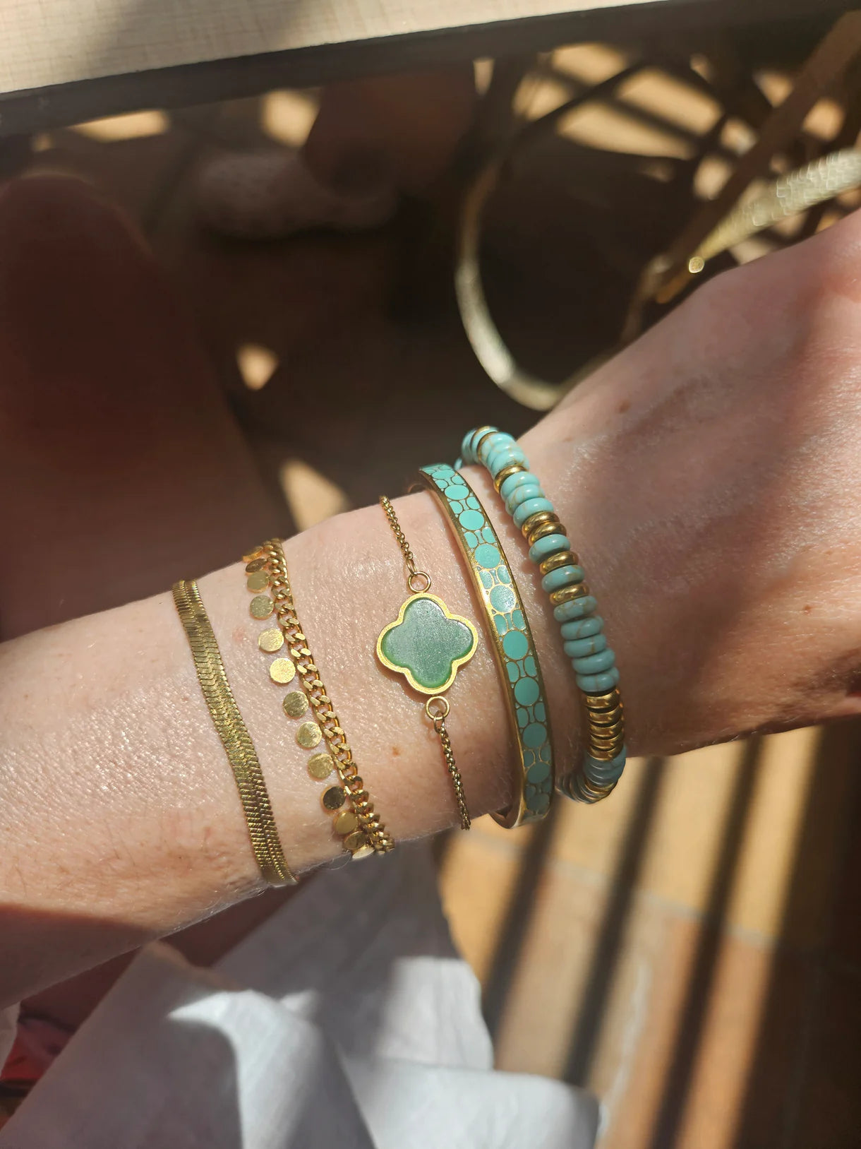 Green Aventurine Clover Bracelet