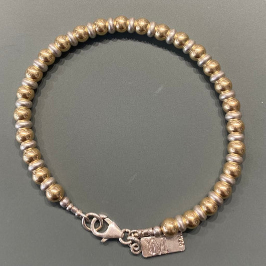 Gold Ball and Silver Ring Bracelet