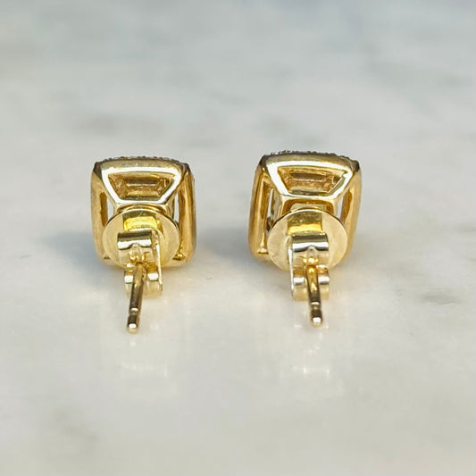 9ct Claw Set Citrine And Diamond Stud Earrings
