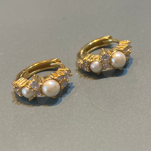 Pearl and CZ Ear Huggies