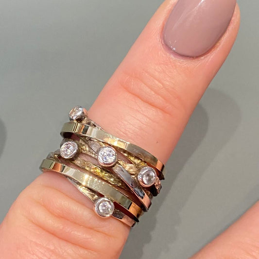 Silver And Gold Ring Set With CZ