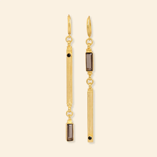 Smoky Quartz and Black Onyx Earrings