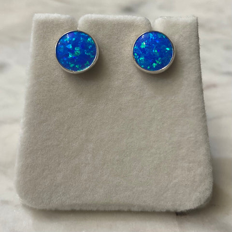 Round Opal Stud Earrings