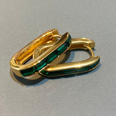 Emerald Colour Gold Hoops