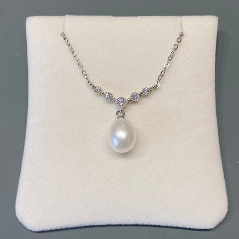 Pearl Necklace with 5 CZ