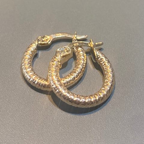 Textured Yellow Gold Hoops