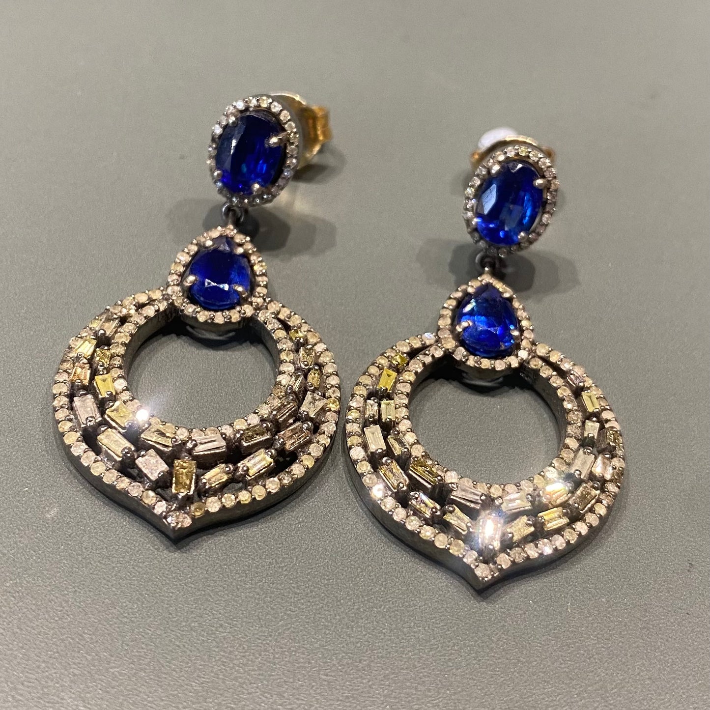 Kyanite and Diamond Earrings