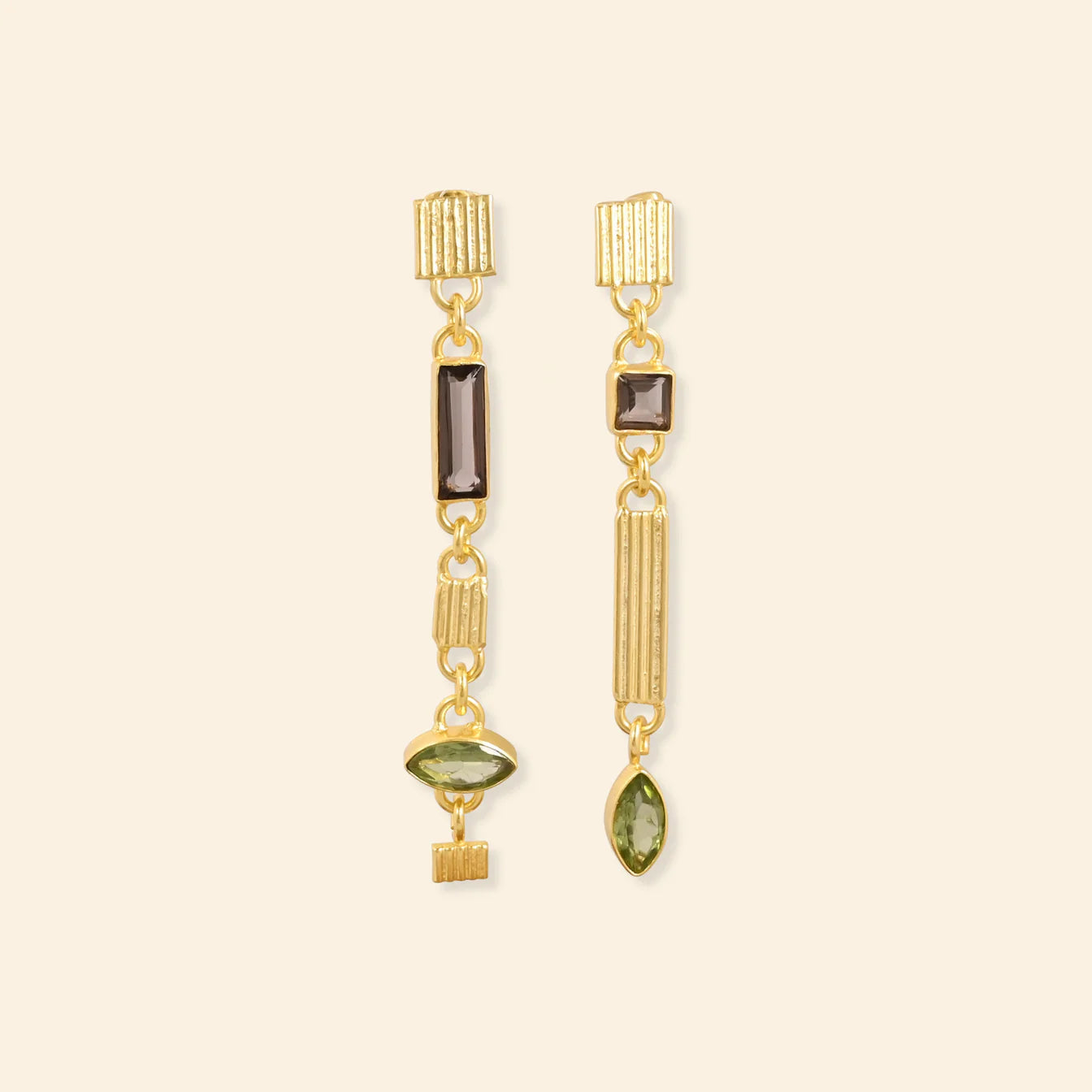 Smoky Quartz and Peridot Earrings