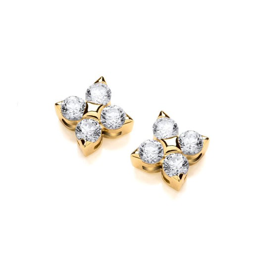 Gold and Cubic Zirconia Star Earrings