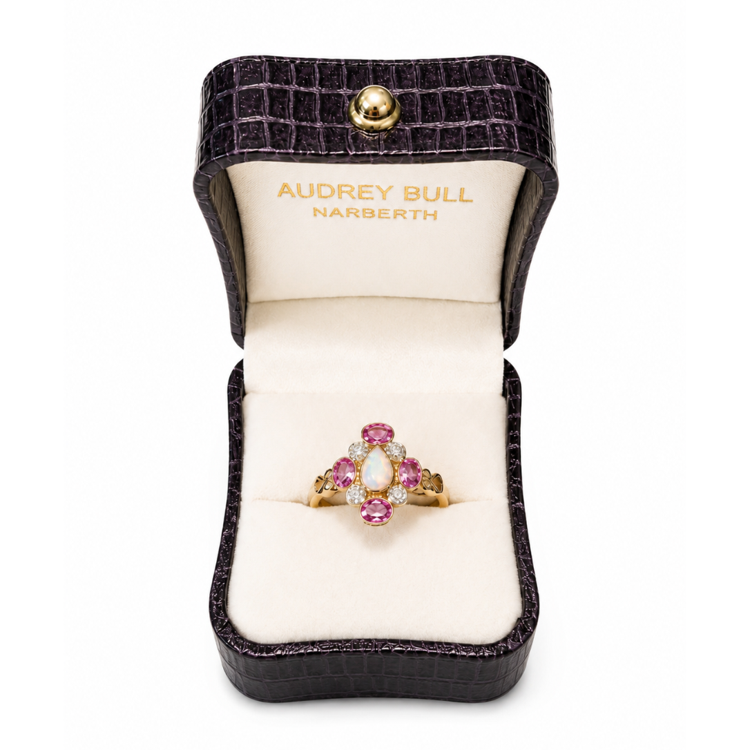 Opal and Pink Sapphire Ring