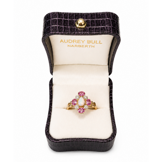 Opal and Pink Sapphire Ring