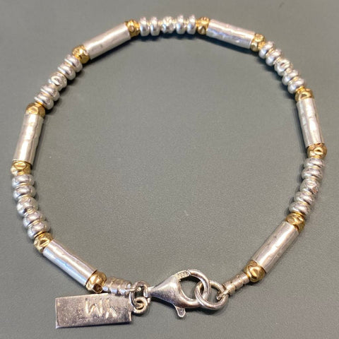Silver Tube and Gold Ball Bracelet