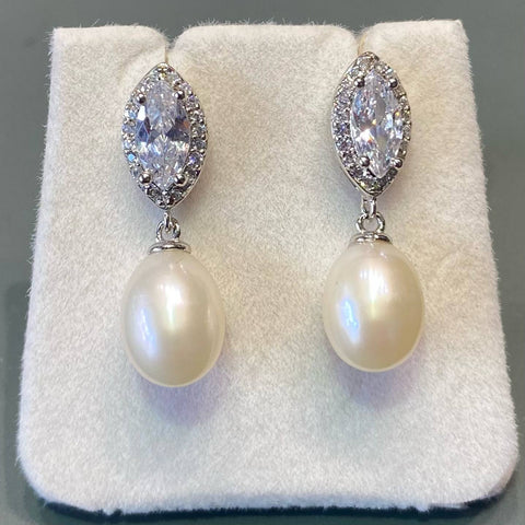 Pearl and Diamond Shape Crystal Drops