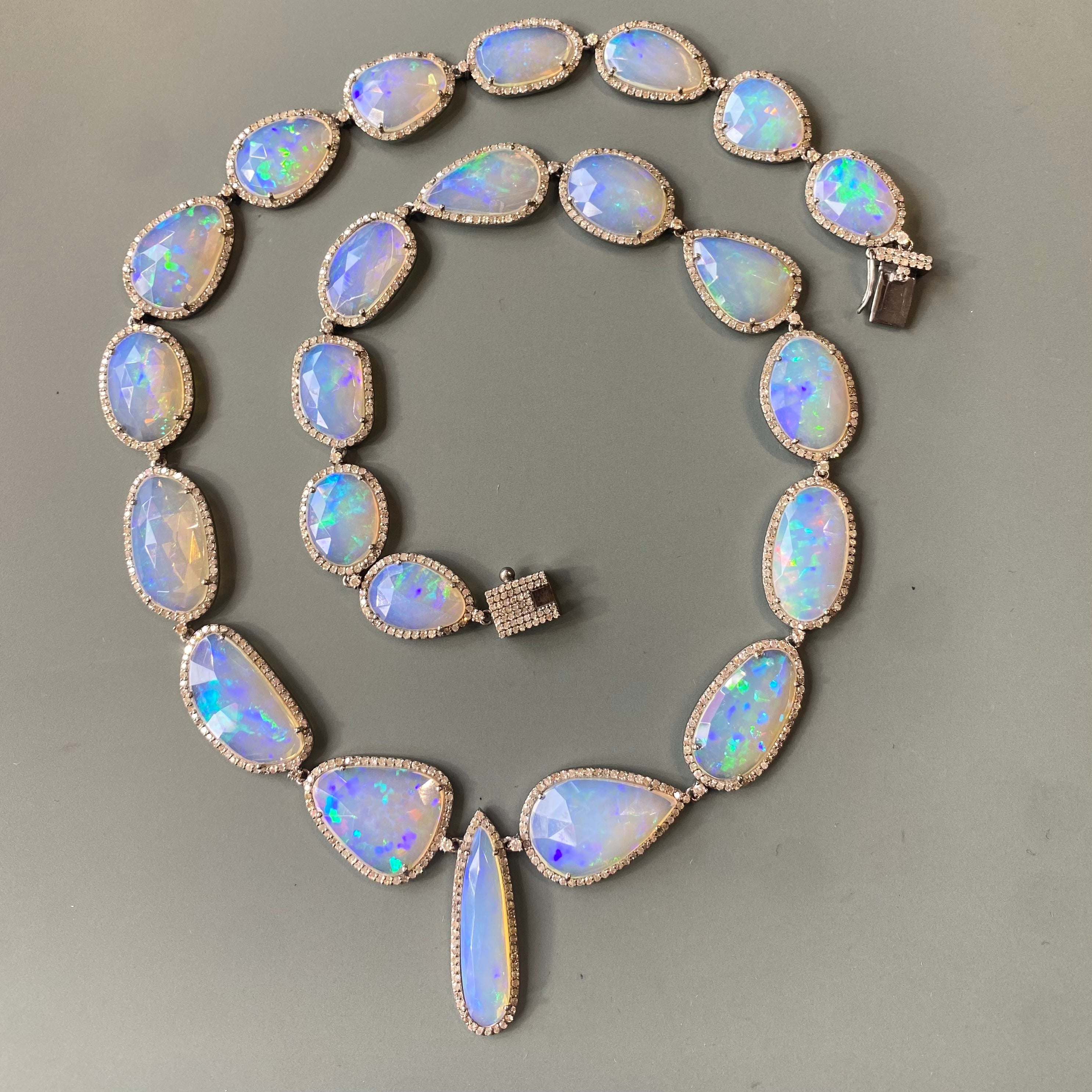 Opal and Diamond Collar Necklace Audrey Bull Narberth