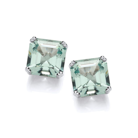 Silver and Mint Cubic Zirconia Earrings