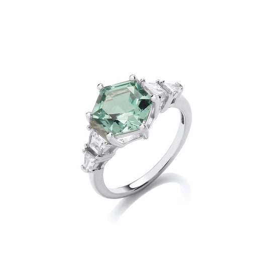 Silver and Mint Cubic Zirconia Ring