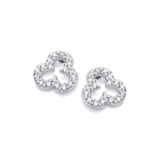 Silver and Cubic Zirconia Clover Earrings