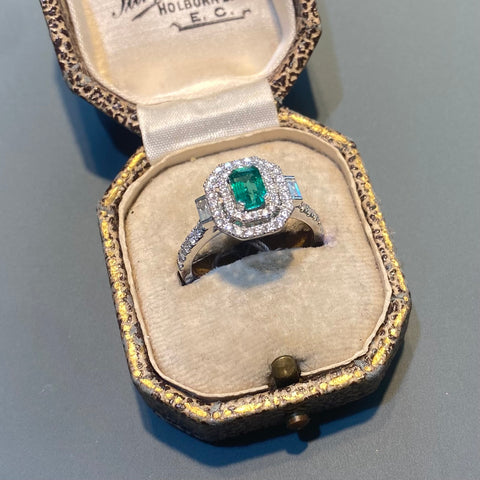 Emerald and Diamond Art Deco Style Ring
