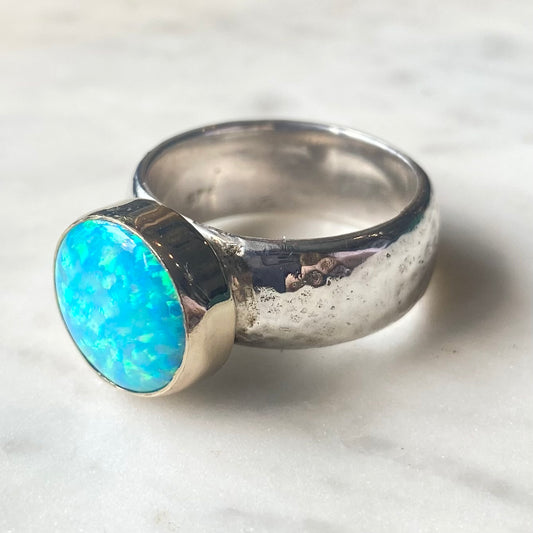 Opal Silver and Gold Ring