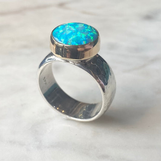 Opal Silver and Gold Ring