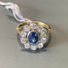 Sapphire and Diamond Flower Cluster Ring